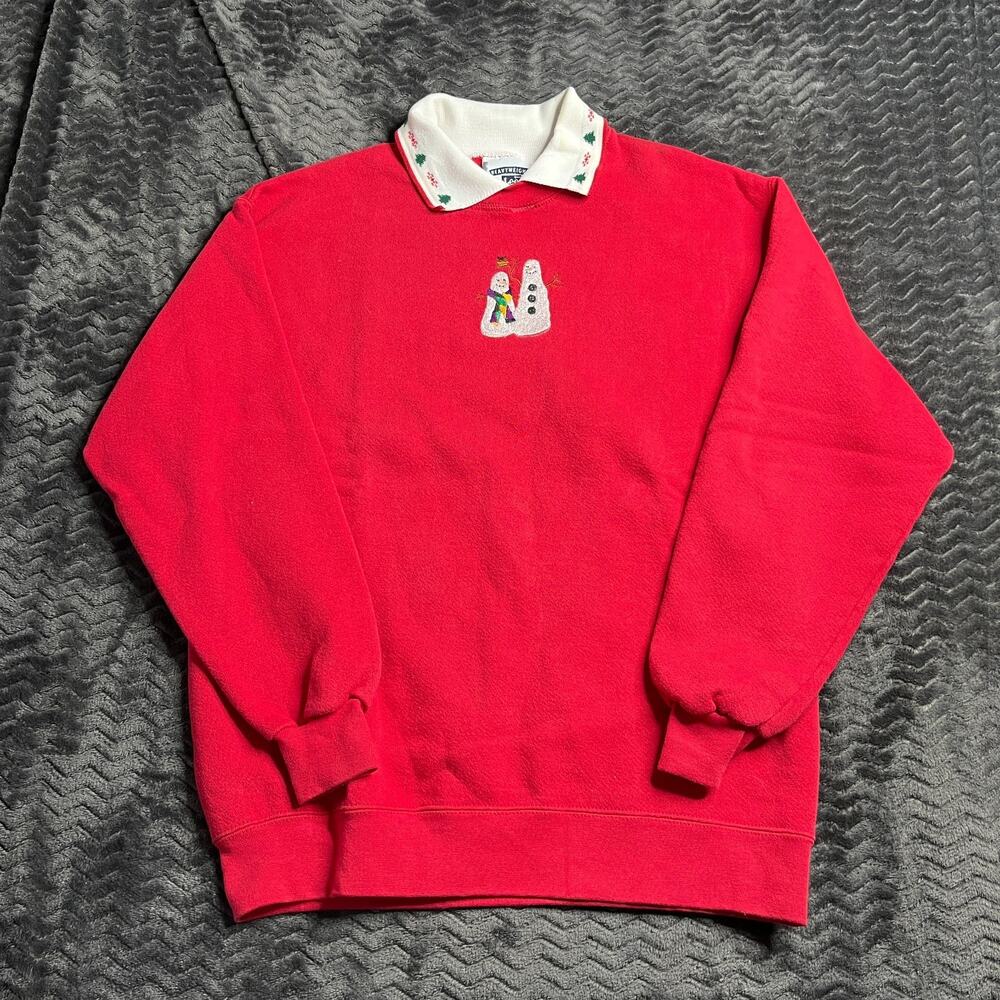 Vtg Heavyweight by Lee Embroidered Snowman Double Collar Sweatshirt size M